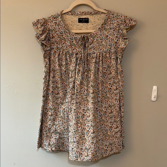 Lane Bryant Tops - Lane Bryant Cap Sleeve Ruffled Tie Front Blouse Size 10/12